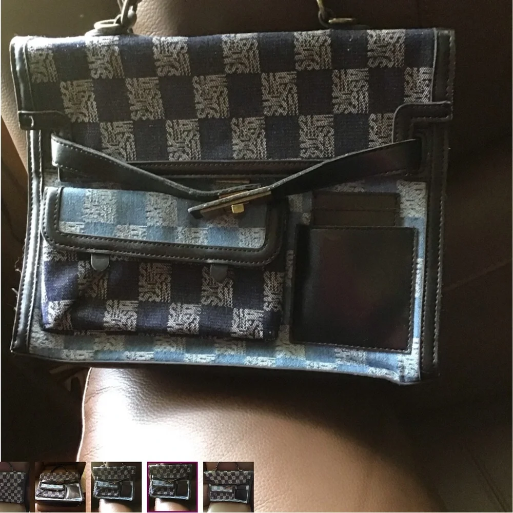 Steve Madden Monogrammed Blue and Gray Briefcase
